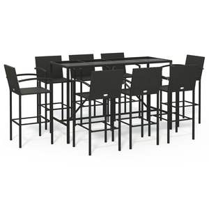 Ensemble de bar de jardin en polyrotin noir et acier thermolaqué avec verre trempé, mobilier d'extérieur élégant - Product Image 2