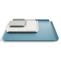Plateau carré moderne de luxe en acier inoxydable, fait main, écologique, design personnalisable, émaillé et thermolaqué, pour usage quotidien, vente en gros