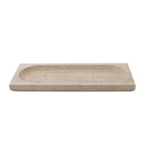 Hot selling travertine marble oval jewelry <b>tray</b> decorative organizer <b>tray</b> multipurpose <b>vanity</b> <b>tray</b> modern decor premium quality - Product Image 2