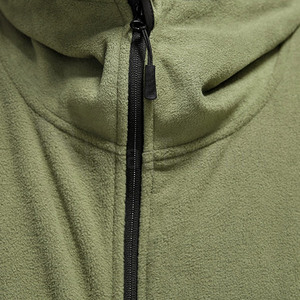 Men's Olive Green polar Fleece Hooded <b>Jacket</b> <b>With</b> <b>Zipper</b> Front And Multiple <b>Pockets</b> Casual Outdoor Wear Autumn Season - Product Image 5