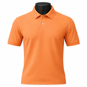 Polo de Algodón Piqué de Alta Calidad, Color Naranja, Corte Clásico, Personalización de Marca, Fabricante OEM ODM - Product Image 1