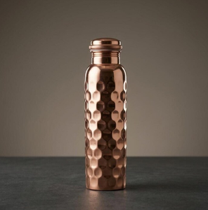 Copper Surface Honeycomb Hammered Dimple Motif Water Bottle Heavy Duty Solid Copper Therapeutic Health Pitcher - Product Image 3