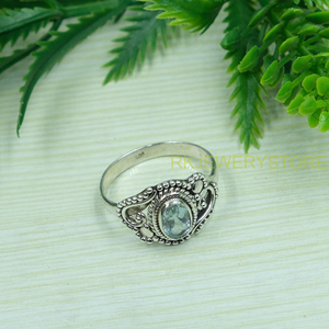Anillo de Topacio Azul Natural, Plata de Ley 925, Hecho a Mano, Estilo Boho Vintage, Joyería de Gema Ovalada Facetada para Mujer - Product Image 2