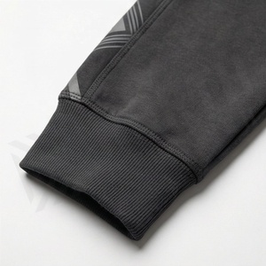 Men's Black Hooded <b>Tracksuit</b> Geometric Print Sporty Sweatshirt And Pants Set Full Length Drawstring Closure Breathable Polyester - Product Image 6