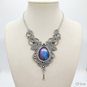 Handmade Macrame Labradorite Buddhism Ball Necklace Natural Rainbow Gemstone Oval <b>Pendant</b> Bamboo Chain Boho Healing Jewelry - Product Image 3