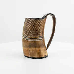 Mug en corne de buffle fait main, forme naturelle, sculpté, art rustique, objet de collection, durable, authentique, médiéval, viking, fait main - Product Image 1