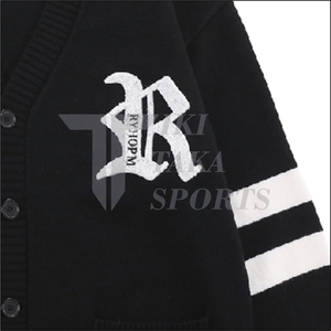 Oversized Unisex University Knitted Patchwork <b>Cardigan</b> <b>Sweater</b> Custom Logo High Quality Winter Wool/Nylon Men Tiki Taka Sports - Product Image 5