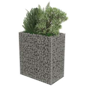 Jardinière surélevée en gabion en acier galvanisé argenté 35,4x19,7x39,4 pouces – Pots et jardinières - Product Image 4