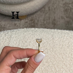 Crushed <b>Ice</b> Radiant Cut Diamond Wedding <b>Ring</b> Yellow Gold Thin Band Lab Created Diamond Solitaire <b>Ring</b> - Product Image 4