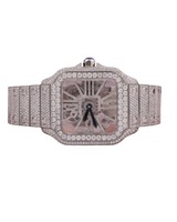 Montre de luxe classique et simple pour homme, boîtier carré en acier inoxydable, mouvement à quartz, bracelet en cuir, cadran squelette