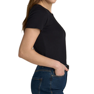 T-shirt à manches courtes pour femme en coton biologique 100% écologique, col rond, séchage rapide, respirant, motif uni, logo personnalisé, coupe classique - Product Image 5