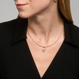 Collar <b>Necklace</b> With Bezel Set 2 CTW Pear Shaped Lab-Grown Diamond In Yellow Gold - Product Image 2