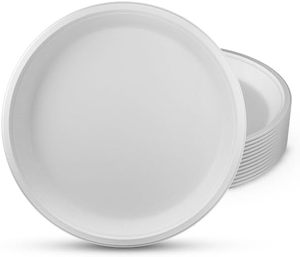 <b>11</b> Inch Round Bagasse Disposable Plate Heavy Duty For Hot And Cold Foods Takeaway Use - Product Image 3