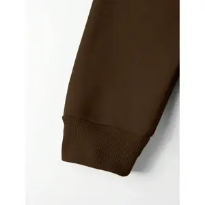 Sweat-shirt marron oversize à demi-zip, col montant, en molleton de coton, coupe ample à épaules tombantes, manches longues, style streetwear décontracté - Product Image 4