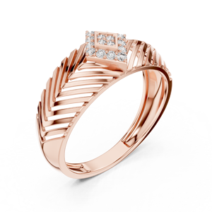 Bague unisexe minimaliste en or blanc 18 carats, plaquée rhodium, avec diamant de laboratoire taille brillant motif chevron, pour mariage, fiançailles ou cadeau - Product Image 5