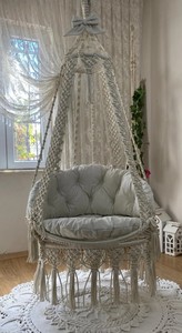 Boho <b>Macrame</b> <b>Swing</b> <b>Chair</b>, Hanging Hammock <b>Chair</b>, Handmade Bohemian Decor for Balcony, Indoor - Product Image 2