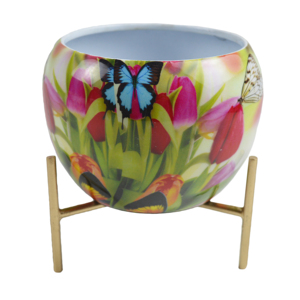 Fresh Arrivals Handmade Enamel-Finished Metal Flower Pot <b>Stand</b> Flower <b>Vase</b> for Home and Garden Decoration Floor Decoration - Product Image 6