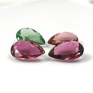 <b>7</b>.55 Carat Total Natural Pastel Multi-Color Zambian Tourmaline Set 4-Piece Loose <b>7</b>×11 mm Pear Cut Calibrated Gemstones - Product Image 2