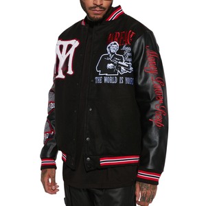 Veste de sport pour homme de haute qualité, à capuche, à fermeture éclair, à manches longues, en chenille, avec broderie de lettres - Product Image 1