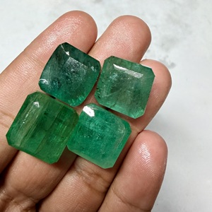 Natural Emerald Luxury Engagement <b>Ring</b> with White Zircons American Diamond Sterling Silver <b>Gold</b> Plated Square Cut <b>Cocktail</b> <b>Ring</b> - Product Image 4