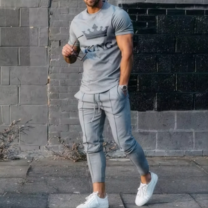 Ensemble de sport tendance pour homme, imprimé 3D, décontracté, jogging, streetwear, t-shirt à manches courtes, pantalon long, 2 pièces - Product Image 1