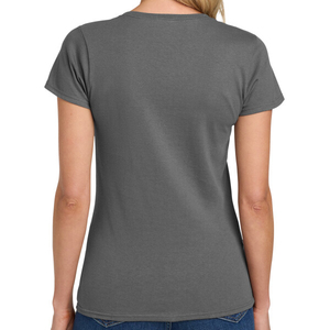 T-shirt décontracté à col en V pour femme, en mélange de coton doux et léger, idéal pour l'été et le quotidien, personnalisable, imprimé, mode, OEM ODM, vêtements en gros - Product Image 4