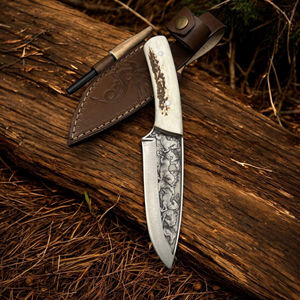 Handmade Deer Antler Handle Stainless Steel Full Tang Blade Bushcraft Hunting Knife Custom OEM <b>Hunter</b> <b>Gifts</b> <b>for</b> Men Luxury - Product Image 1