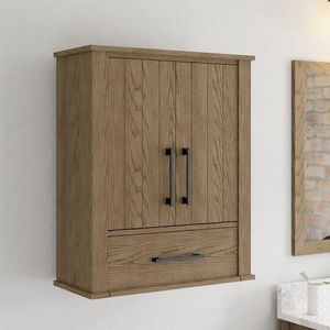 Armoire de salle de bain murale en teck avec tiroir - Product Image 3