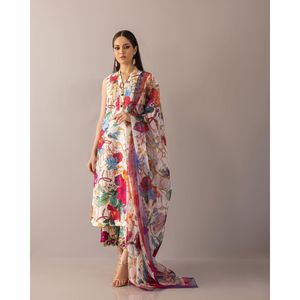 เสื้อทำงานพาลาซโซพิมพ์ดิจิตอลแฟนซีพร้อมสีขาวดูปองตา - Product Image 1