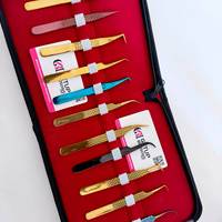Kit de pinces à épiler pour extensions de cils en acier inoxydable de haute qualité, pointe lisse de 10 mm, précision anti-magnétique, plasma