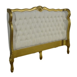 Tête de lit style français Tête de lit rococo Tête de lit classique dorée Lit en bois rembourré en soie et polyester pour meubles de chambre à coucher - Product Image 2