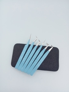 Ensemble de pinces à cils de précision à pointe lisse en acier inoxydable, étui crème, outil professionnel pour cils, 2 pièces, logo personnalisé, pointe ultra-fine - Product Image 4