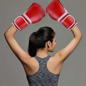 Gants de boxe en cuir PU violet Econex Sports, pour l'entraînement, à doigts entiers, avec fermeture à lacets réglable au poignet, personnalisables avec un logo - Product Image 4