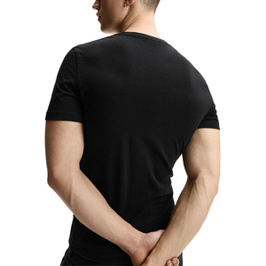 Men's Slim Fit <b>Black</b> Cotton <b>T</b>-<b>Shirt</b> O-Neck Short Sleeve Casual Jersey <b>Plain</b> Dyed Solid Color Knitted Design - Product Image 2