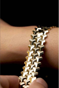 Pulsera de Eslabones de Moissanita Dorada, Joyería de Moda Hip Hop de Lujo para Hombre y Mujer, Estilo de Diseñador Audaz - Product Image 5