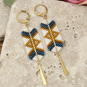 Pendientes de Cuentas con Diseño Geométrico, Pendientes de Cuentas de Dos Tonos, Pendientes de Cuentas con Acabado Sólido, Artículo de Pendientes de Cuentas a Precio de Fábrica al por Mayor - Product Image 1