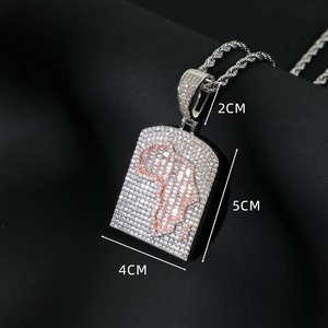 Pendentif Afrique en diamant baguette serti de pierres |   Collier Teg Bling Africa |   Collier pour homme |   Pendentif Carte d'Afrique 3D |   Bijoux Hip Hop - Product Image 2