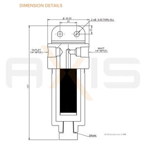 Filtro Coalescente de Gas Industrial SGCF1 SS316 con Drenaje de Condensado para Aplicaciones de Analizador de Procesos con Aglutinante PVDF - Product Image 2