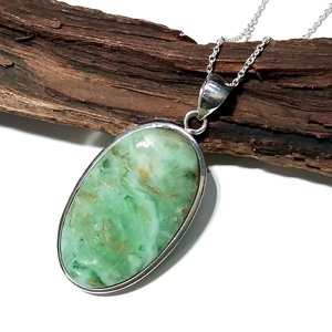 Natural Green Opal Gemstone <b>Pendant</b> Necklace Solid 925 Sterling <b>Silver</b> Handmade Oval Statement Jewelry <b>for</b> <b>Men</b> & Women - Product Image 3