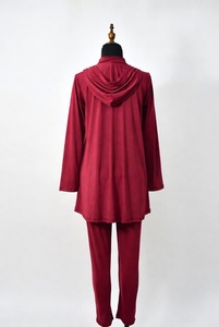 Traje de Baño Burkini Modesto para Mujer, Manga Larga, Color Borgoña Sólido, para Playa o Piscina - Product Image 4