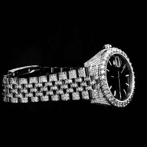 High End Round Design Luxury Silver VVS Moissanite <b>Watch</b> <b>Waterproof</b> Mens Diamond Iced Out Wrist <b>Watches</b> - Product Image 2