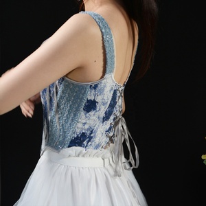 Chaleco de tiras para mujer, Top corto de verano, corsé con cordón bordado Floral, corsé de <span class=keywords><strong>vaquero</strong></span> para mujer, corsé de Jean - Product Image 6