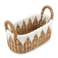 Panier de rangement artisanal ARASYA en jacinthe d'eau avec poignées, organisateur naturel tressé, panier décoratif pour la maison