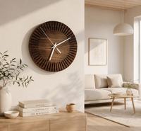 Horloge murale en bois mécanique, style rustique moderne, artisanale, étanche, personnalisable, design portrait pour bureau