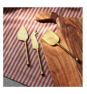 Stainless Steel <b>Cheese</b> <b>Set</b> Factory Wholesale Directly Brass Circle Handle Design Brass Butter Knife Wholesale Price - Product Image 5