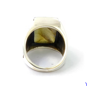 JAIPUR SILVER 9.8 Grams 925 Silver <b>Labradorite</b> <b>Ring</b> Vintage Rectangle Shape Unisex Everyday Wear Gift Jewelry For Any Occasion - Product Image 3