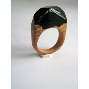RR ENTERPRISES Bague minimaliste en bois et résine, design épuré, composants de bijoux - Product Image 6