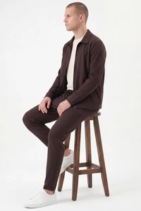 Survêtements d'hiver pour hommes grande taille, 100 % coton respirant, coupe ajustée, à capuche, en polaire, design 2-en-1 uni, avec poches latérales, pour adultes - Product Image 5