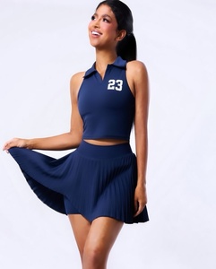 Women's Tennis Uniform & Skirts 100% Polyester Breathable Fabric Sleeveless V-Neck <b>T</b>-shirt Customizable Colors & Logo - Product Image 6