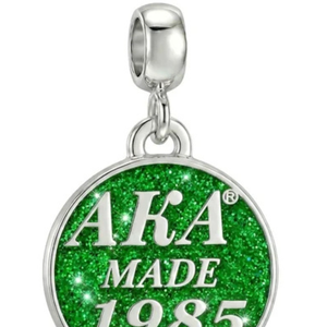 Made 1985 <b>Bracelet</b> for Women Elegant Green and <b>Silver</b> Color <b>Charm</b> Jewelry Fashion Wrist Accessory Premium Sorority Inspired - Product Image 3